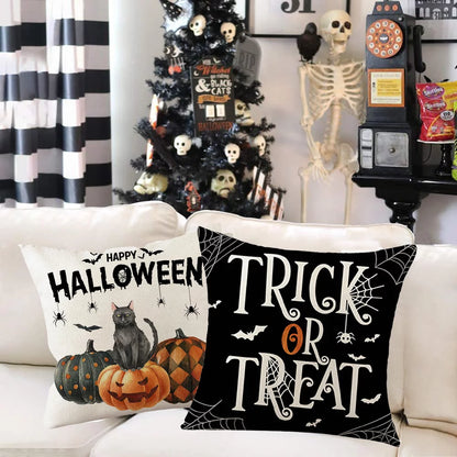 4Pcs Halloween Pumpkin Pillow Covers,18X18 Inches